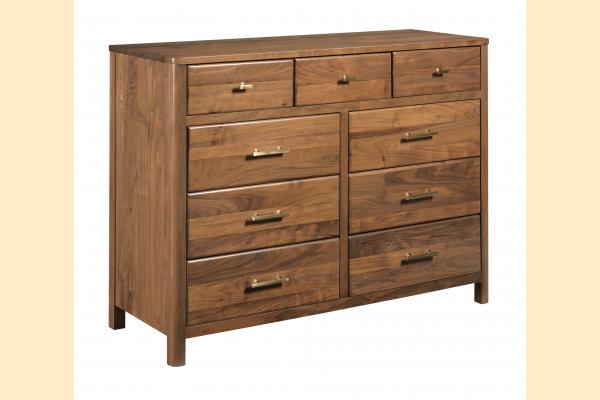 Kincaid Monogram Walnut Flat Top Nine Drawer Dresser